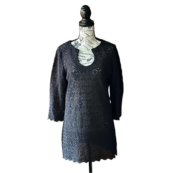 Laundry womens crochet eyelet 3/4 sleeve pullover swim coverup vacation beach XS - Picture 1 of 9